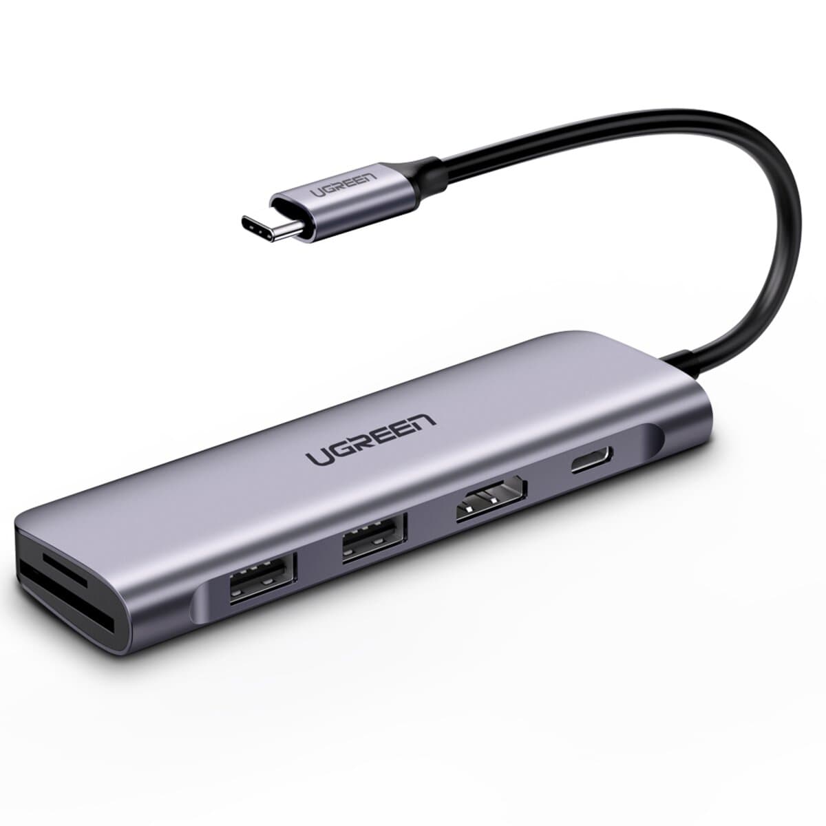 USB-Хаб UGREEN Type-C to HDMI+USB3.0x2+PD+SD+TF Блок живлення Space Grey (UGR-70411)
