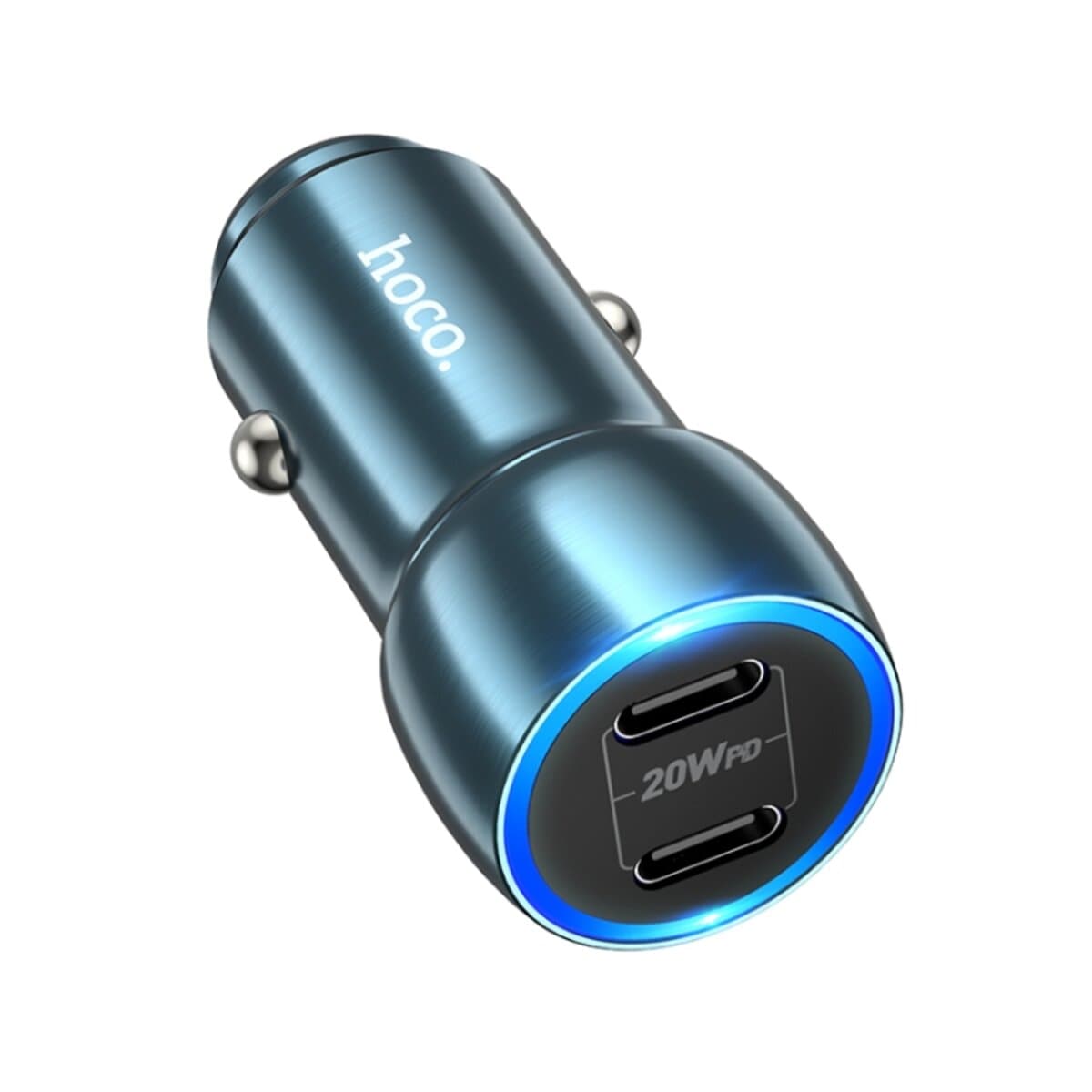 Автомобильное зарядное устройство HOCO Z48 Tough 20W dual port Type-C car charger Sapphire Blue