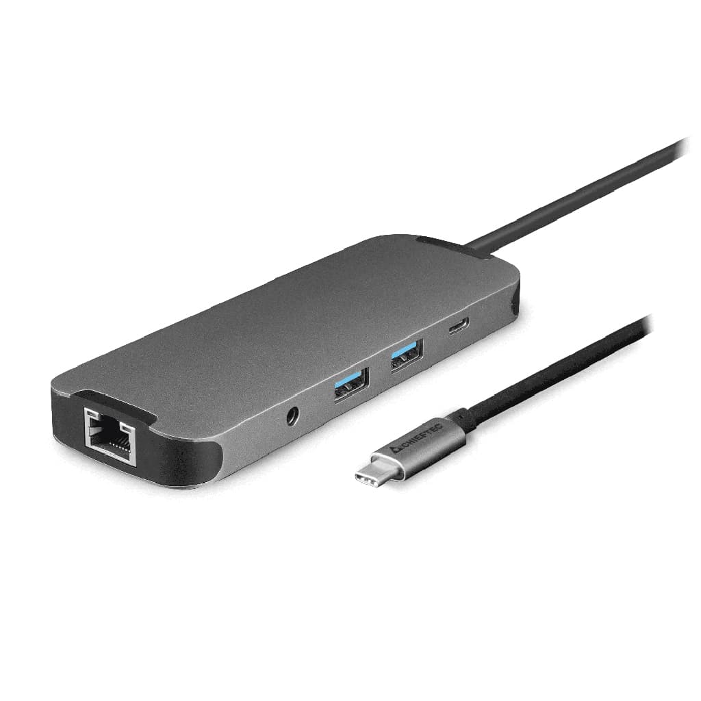 Док-станція хаб CHIEFTEC DSC-901 USB 3.2 Type-C - HDMI USB 3.2x2 RJ45 USB-C SD TF PD 80W Audio 9в1 Dark-Grey