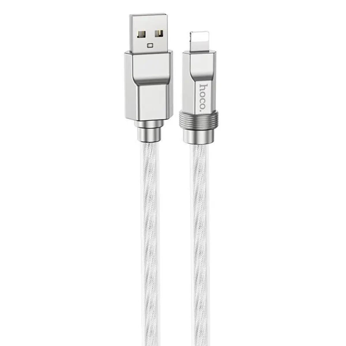 Кабель HOCO U113 Solid USB to Lightning silicone charging data cable 2.4A 1m Silver