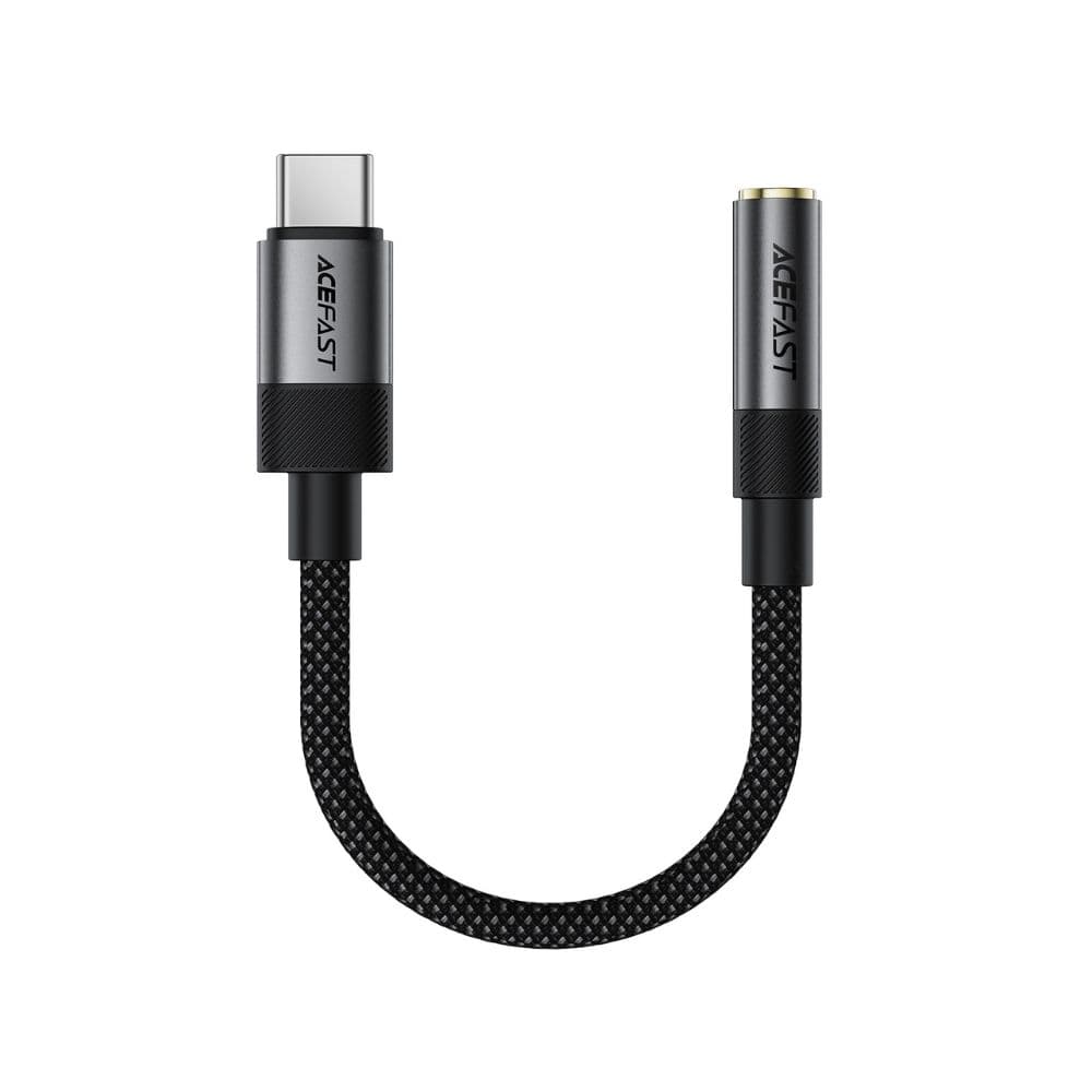 Перехідник ACEFAST J12 Type-C to 3.5mm female nylon braid 0.15m Black