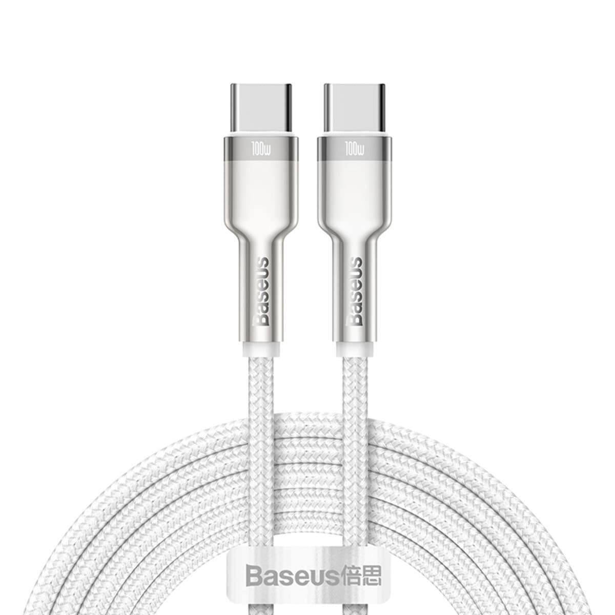 Кабель Baseus Cafule Series Metal Data Cable Type-C to Type-C 100W 2m White (CATJK-D02)