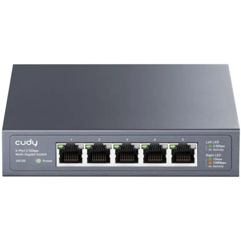 Комутатор Cudy HS105 5 портовий 100/1000/2500Mbps 2.5G Metal Switch Grey (HS105_EU_V1.0)