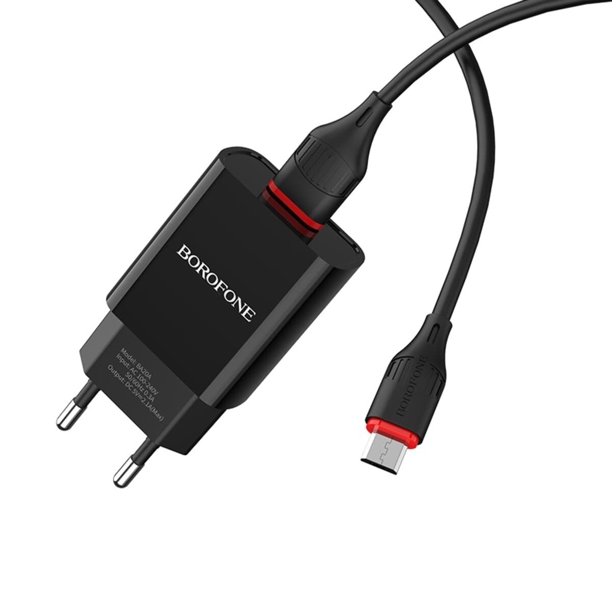 Зарядное устройство BOROFONE BA20A Sharp single port charger set Micro-USB cable Black (BA20AMB)