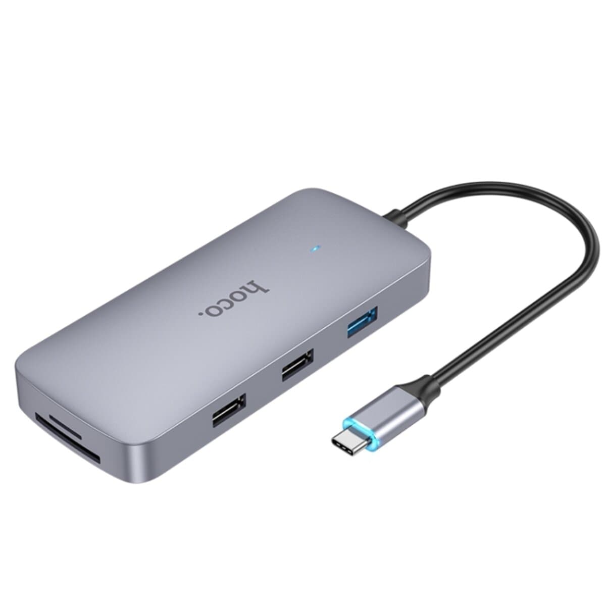 USB-хаб HOCO HB32 Season Type-C 8-in-1 Multi-function Converter Metal Gray