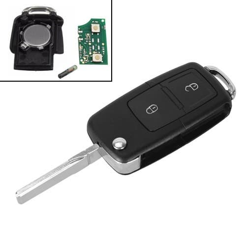 Заготовка корпус для ключа зажигания автомобиля под чип ID48 1J0959753AG 2 кнопки HU66 для VW Golf Passat Black (498001)