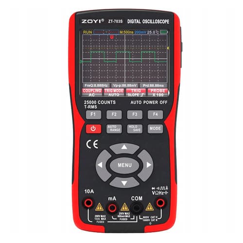 Осцилограф мультиметр і генератор сигналу ZOYI ZT-703S 3в1 2кан 50МГц Black-Red (957066)