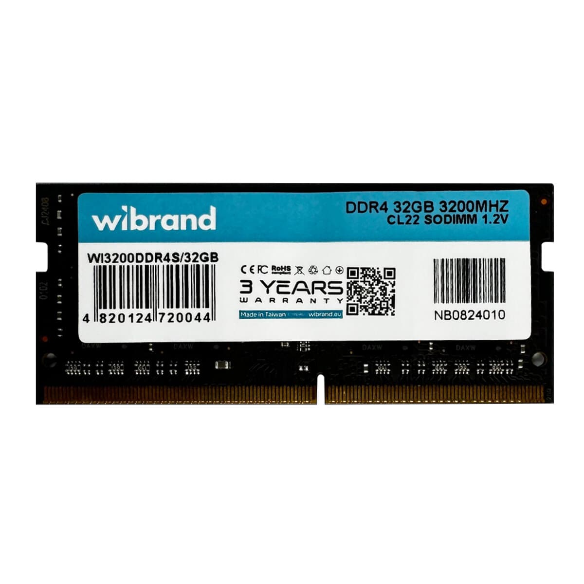 Оперативна пам'ять Wibrand 32GB DDR4 3200MHz CL22 SODIMM (WI3200DDR4S/32GB)