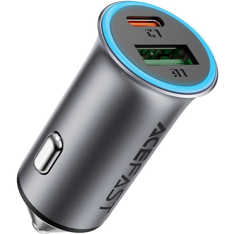 Автомобільний зарядний пристрій Acefast B16 95W Type-C + USB + cable Type-C Grey