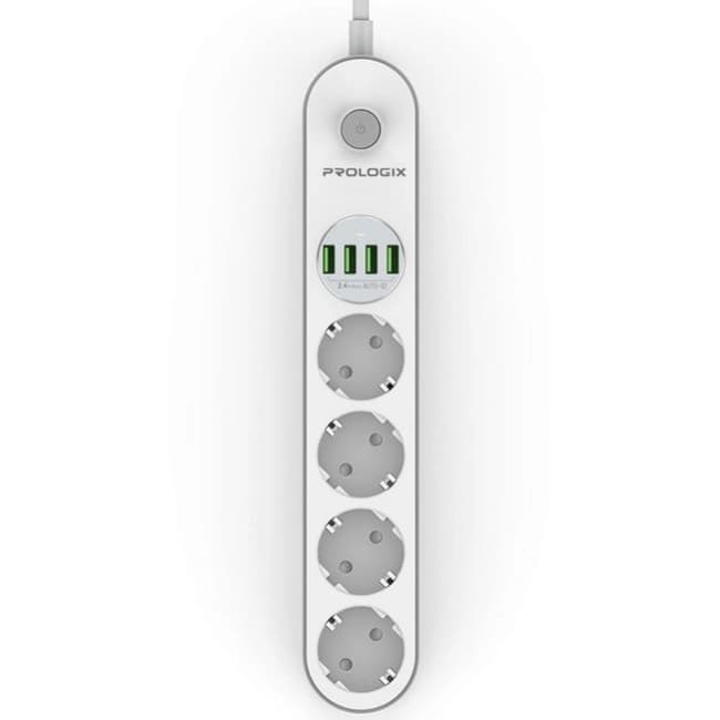 Мережевий фільтр подовжувач Power filtr ProLogix PR-SE4432W 2.0м Premium 4 розетки 4 USB White