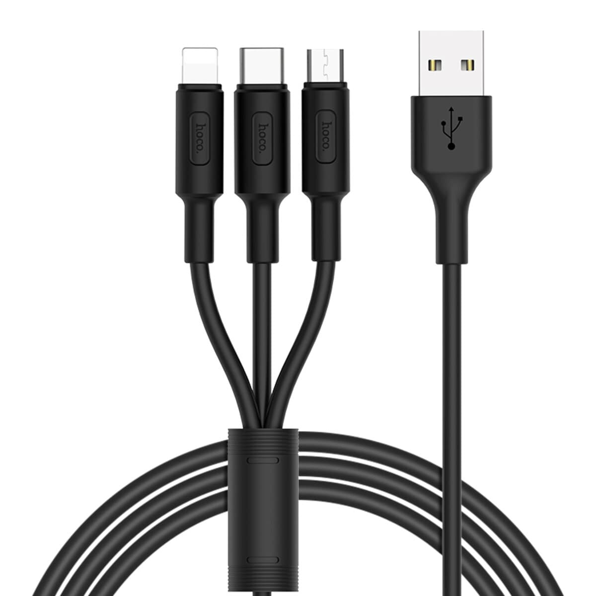 Кабель HOCO X25 USB to Lightning+Type-C+Micro-USB 3в1 2A 1m PVC connectors Black