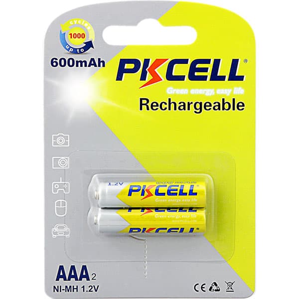 Акумулятор PKCELL AAA600-2B AAA 600mAh 1.2V Ni-MH rechargeable battery 2 шт
