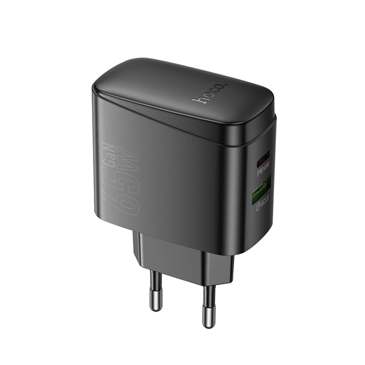 Зарядний пристрій HOCO CS63A Bright PD65W 1xUSB 1xType-C charger EU Black