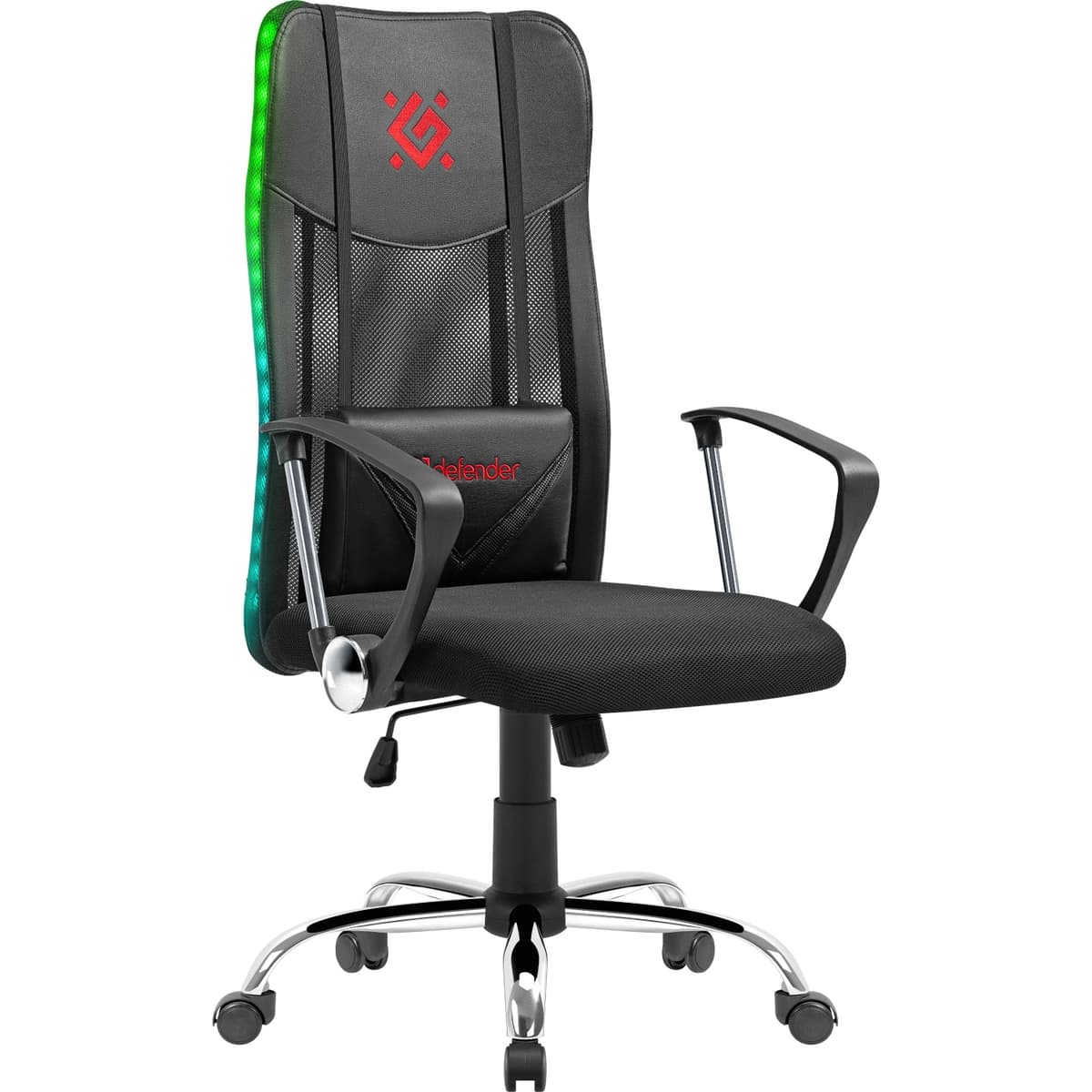 Ігрове крісло Defender Totem поліуретан 50 мм сітка підсвічування RGB до 120 кг Black (64335)