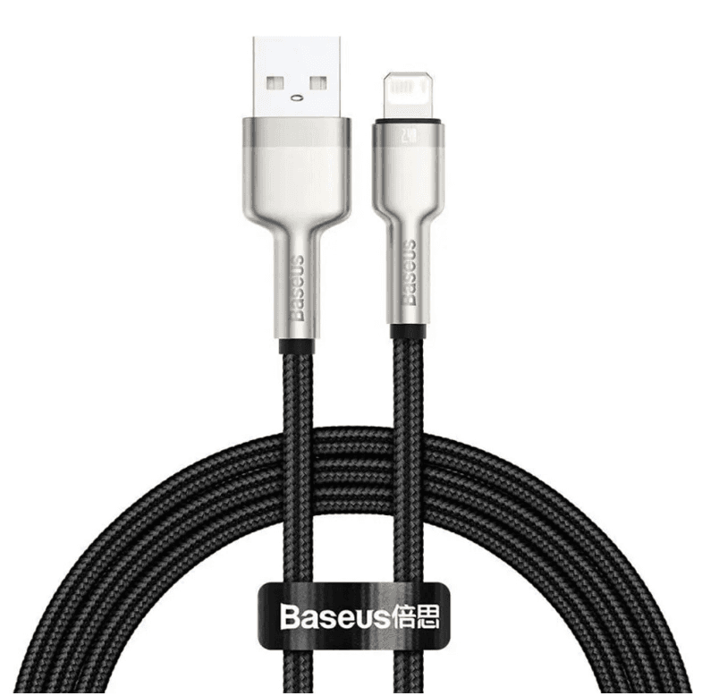 Кабель Baseus Cafule Series Metal Data Cable USB to Lightning 2.4A 1m Black (CALJK-A01)