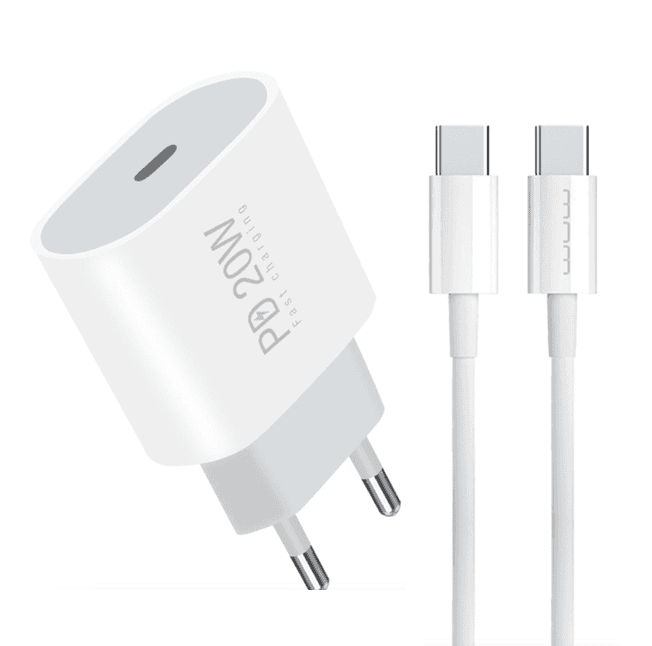 Зарядний пристрій з кабелем WUW T79L PD 20W USB C передач з Type-C to Type-C cable White (T79CL)
