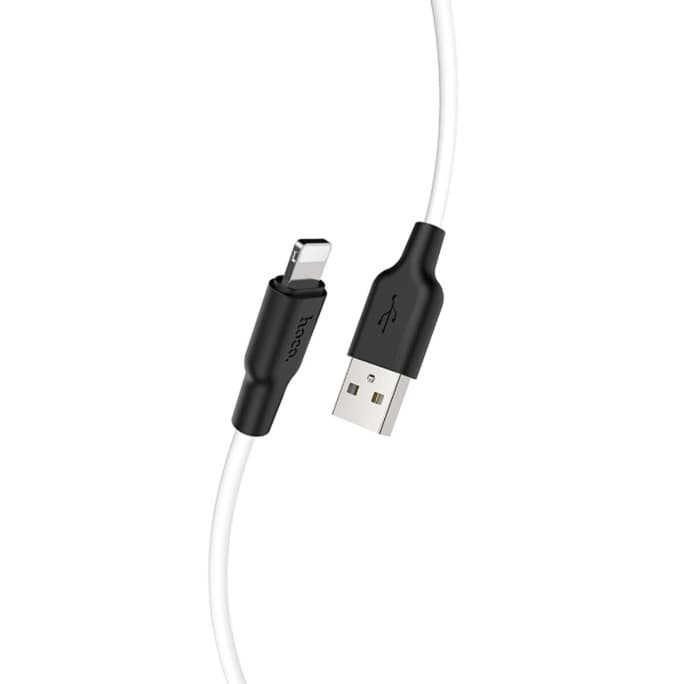 Кабель HOCO X21 Plus USB to Lightning 2.4A 1m silicone connectors White