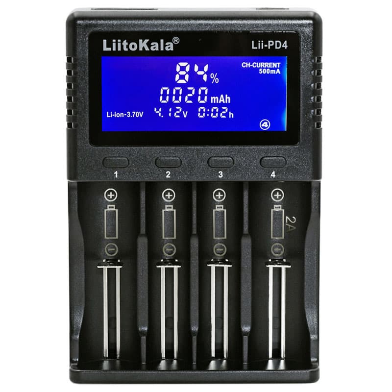 Зарядний пристрій для акумуляторів LiitoKala Lii-PD4 4xLiOn LiFePO4 NiMH NiCd display Black
