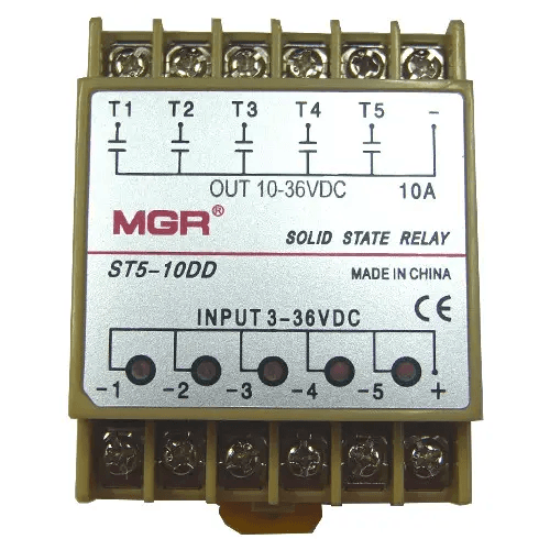 5-канальне однофазне твердотільне реле SSR ST5-10DD 10А DC-DC (284775)