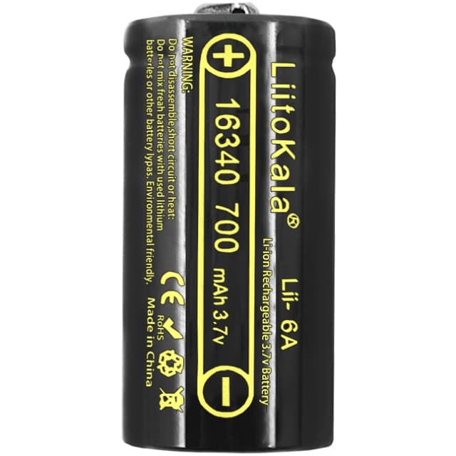 Акумулятор LiitoKala Lii-16A 16340 700mAh 3.7V li-ion battery 1шт (Lii-16A (CR123A))