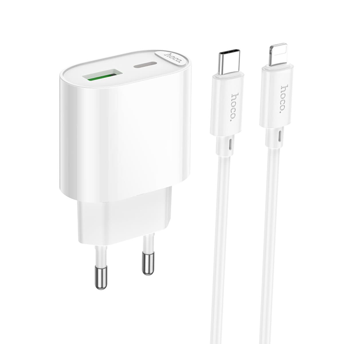 Зарядное устройство с кабелем HOCO C109A PD20W+QC3.0 Fighter PD20W+QC3.0 charger set Type-C to Lightning cable White