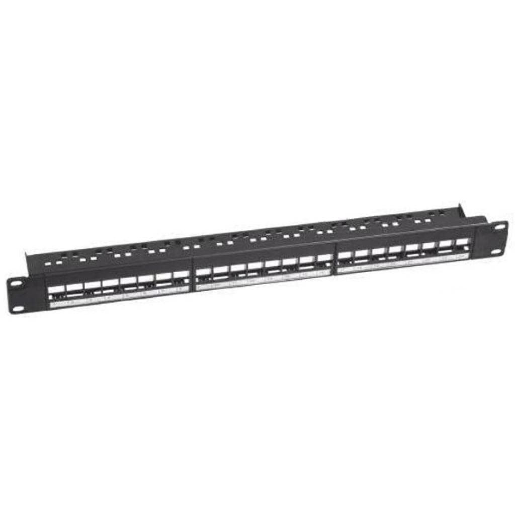 Патч-панель Kingda KD-PP56-UTP-C5E-24P 19" 24xRJ45 UTP Cat.5e 1U Krone&amp;110 dual IDC з організатором кабелю Black