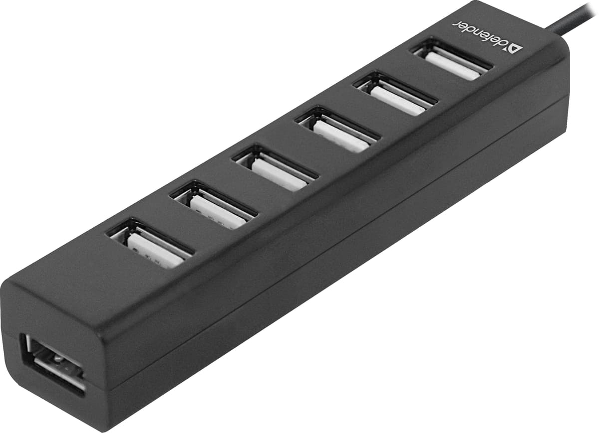 USB хаб Defender Quadro Swift 7-port USB2.0 Hub пасивний Black (83203)