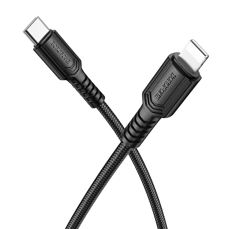 Кабель BOROFONE BX116 Certain 27W 1m PD charging data cable Type-C to Lightning Black