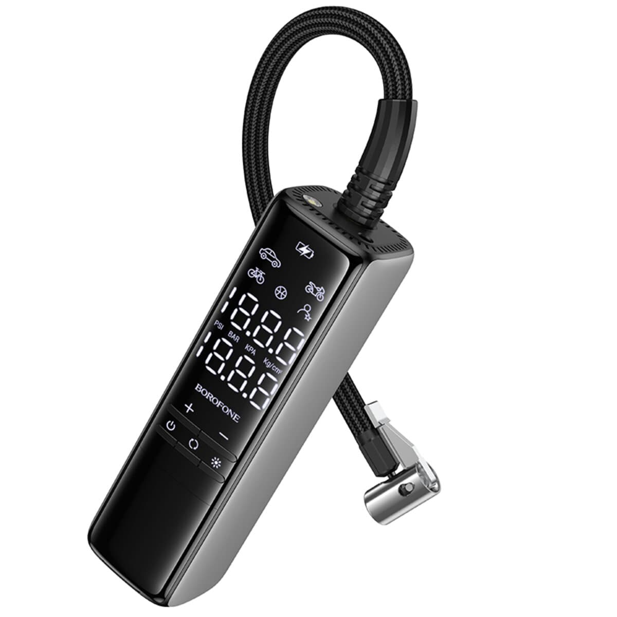 Портативний автомобільний насос від прикурювача BOROFONE FC1 Flow intelligent air pump Black-Grey