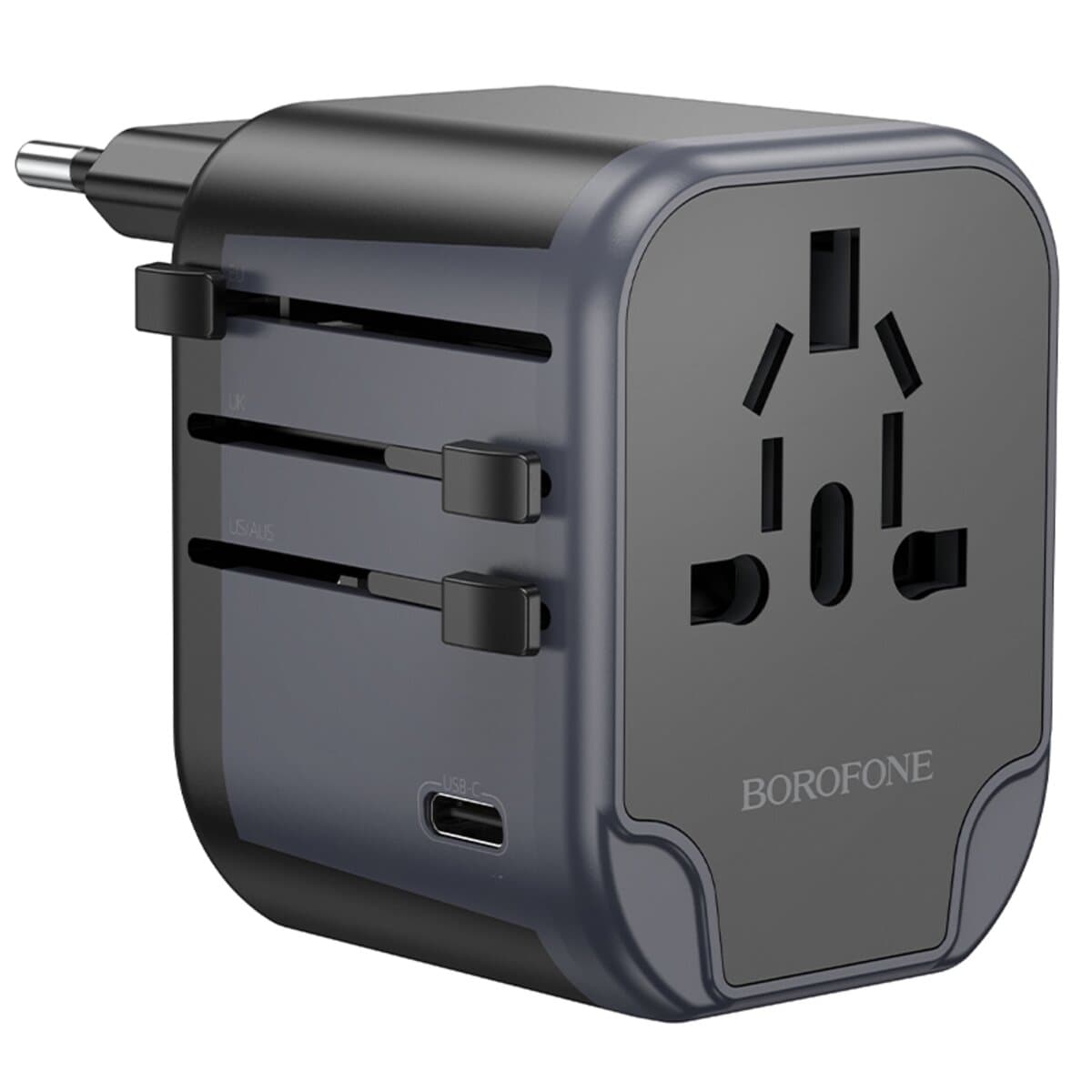 Універсальний зарядний пристрій BOROFONE BAC12 Leader 3-port 1xType-C 2xUSB universal conversion charger Black