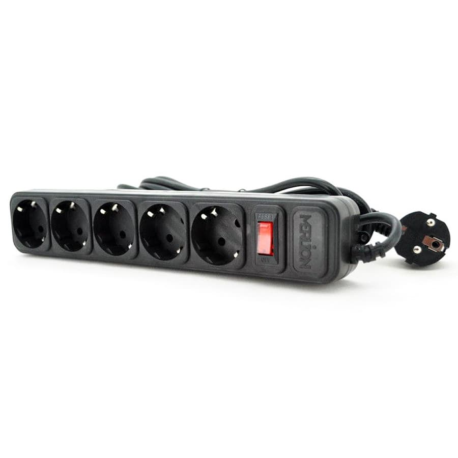 Мережевий фільтр подовжувач Power filtr MERLION B518 1,8м 5 розеток 220В 10А Black