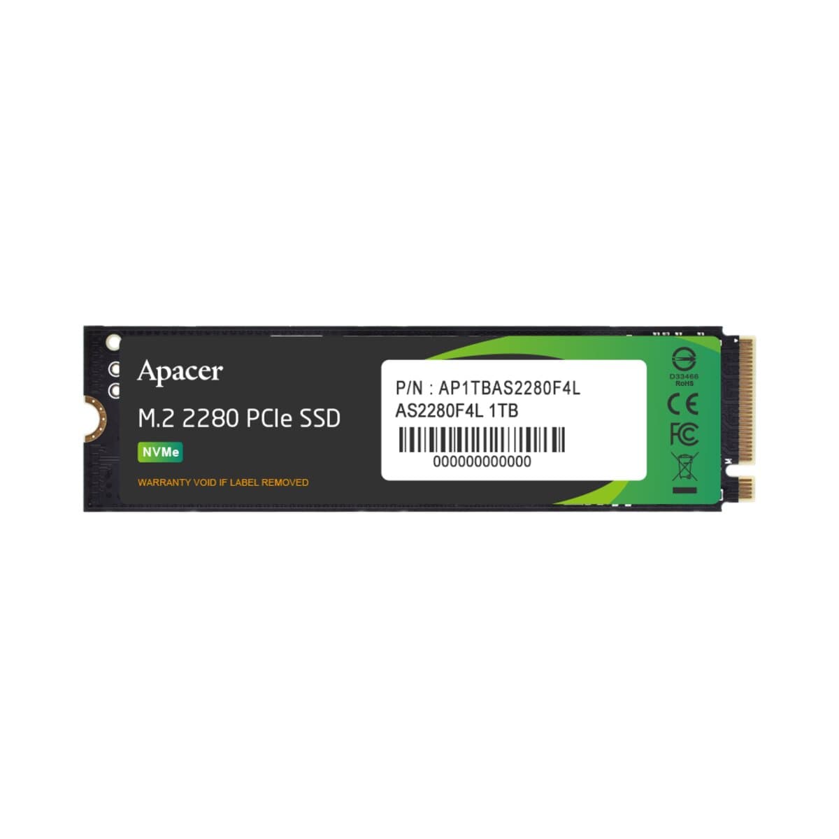 Твердотільний накопичувач SSD Apacer AS2280F4L 1TB M.2 2280 PCIe 5.0x4 NVMe 3D Nand Read/Write: 10400/8600 MB/sec (AP1TBAS2280F4L-1)