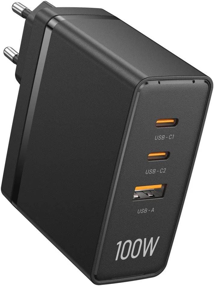 Зарядное устройство адаптер Vention FEGW0-EU 2xUSB-C 1xUSB-A 100W GaN Black