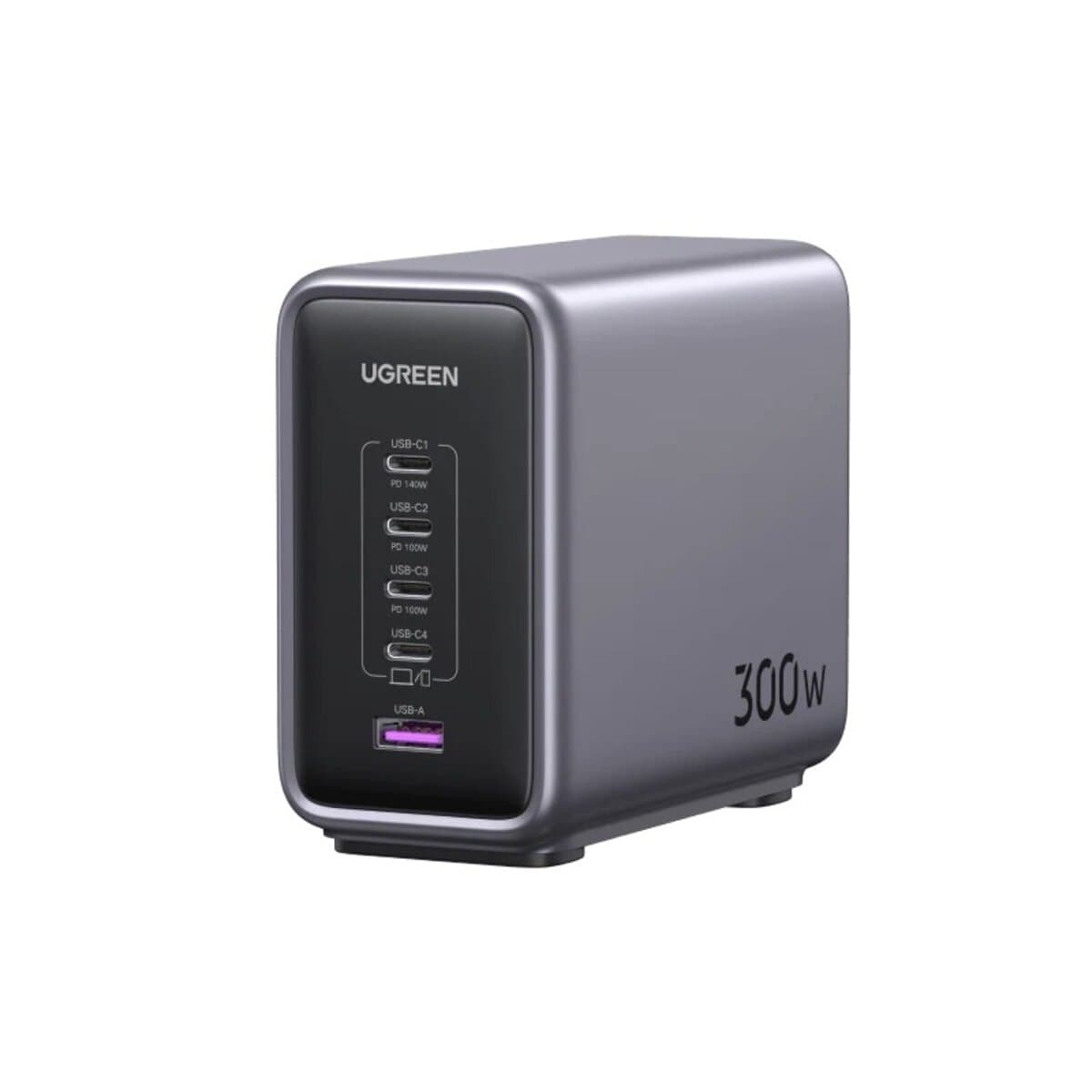 Зарядний пристрій UGREEN CD333 Nexode 300W 5-Port 4xType-C 1xUSB PD GaN Fast Charger EU Grey (UGR-90903B)