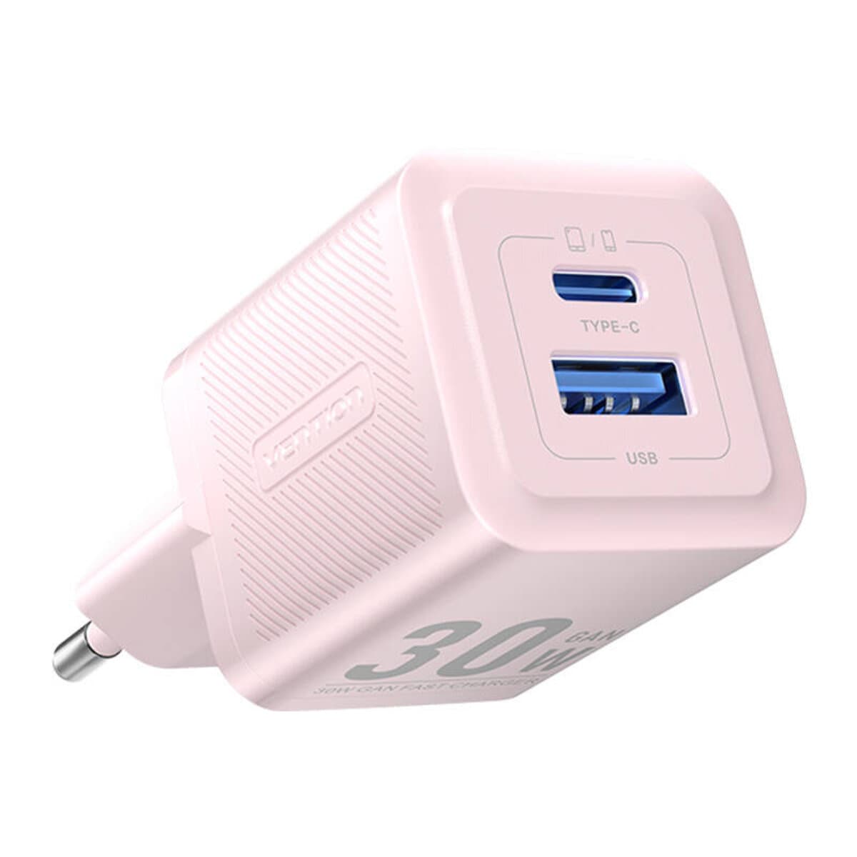 Зарядний пристрій Vention Type-C+USB GaN Charger 30W/30W EU-Plug 5V 3A Pink (FEQP0-EU)