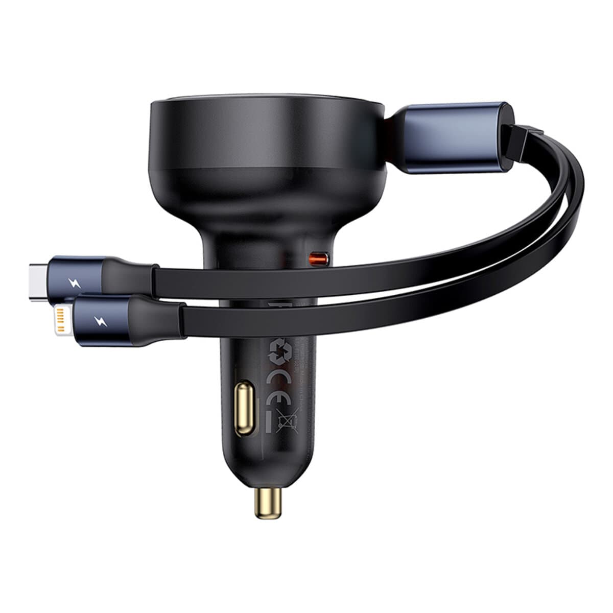 Автомобильное зарядное устройство Baseus Enjoyment Pro Car Charger C+Retractable C &amp; Lightning Cable 60W Black (C00057802111-00)