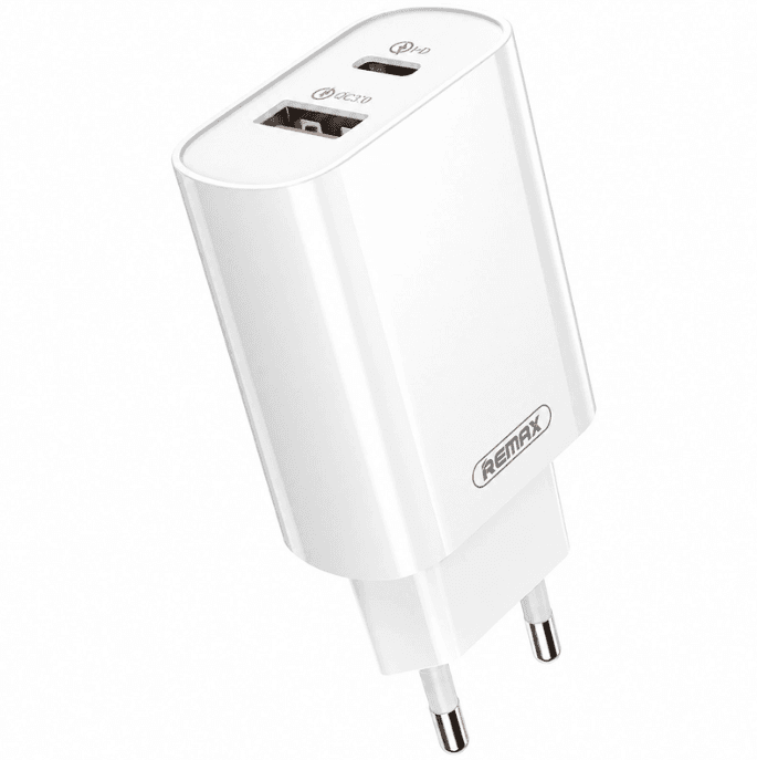 Зарядний пристрій з кабелем REMAX Jane Series RP-U37 QC3.0+PD 20W GaN Fast Charger Set Type-C-Lightning EU White