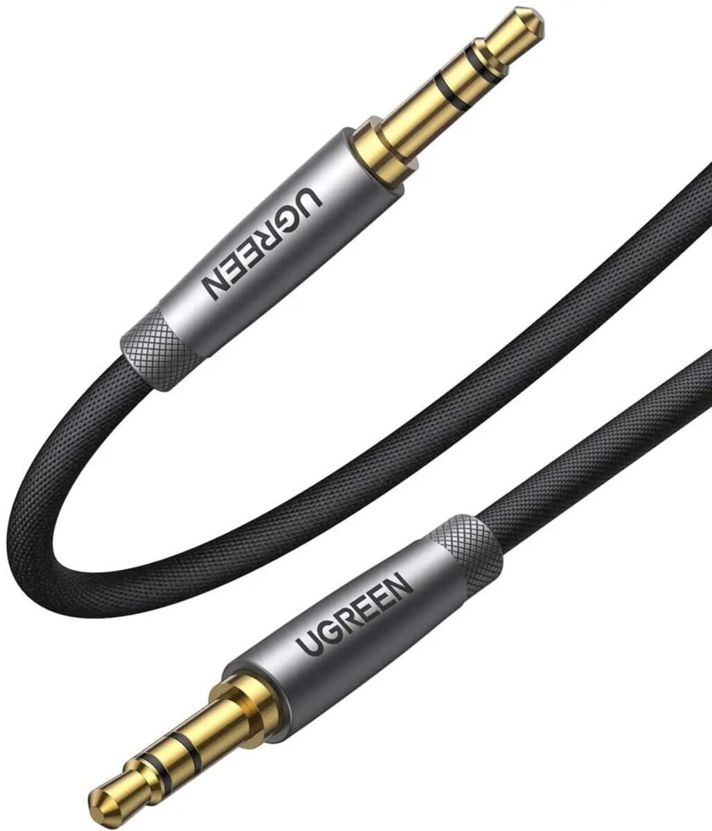 Аудіо-кабель UGREEN AV150 AUX 3.5mm Metal Connector Alu Case Braided Audio Cable 2m Black (UGR-70899)