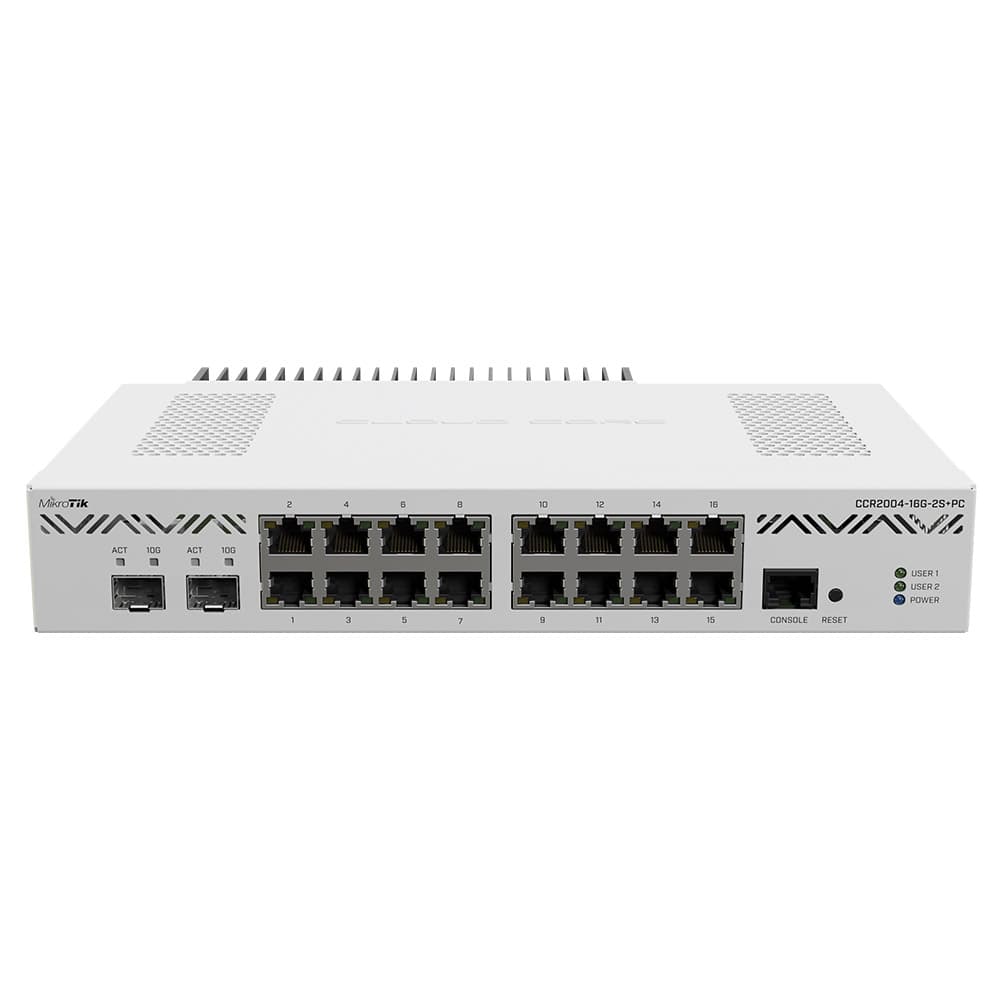 Маршрутизатор Mikrotik CCR2004-16G-2S+PC Cloud Core Router 2004-16G-2S+PC with RouterOS L6 метал White