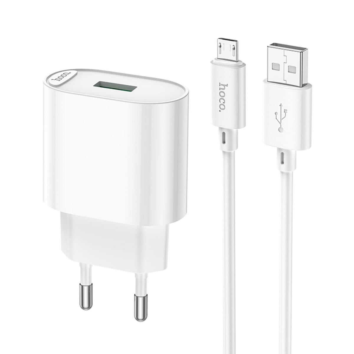 Зарядний пристрій HOCO C109A Fighter single port QC3.0 charger setUSB to MicroUSB cable White
