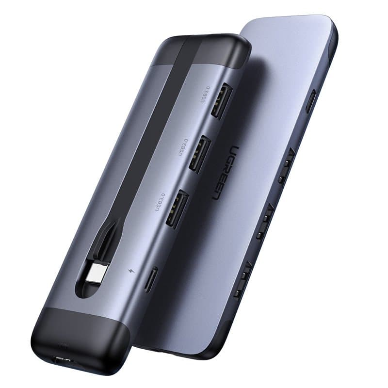 Док-станція хаб Ugreen CM285 USB 3.0 Type-C - USB 3.0 x3 Type-C HDMI HDMI PD Grey (70408)