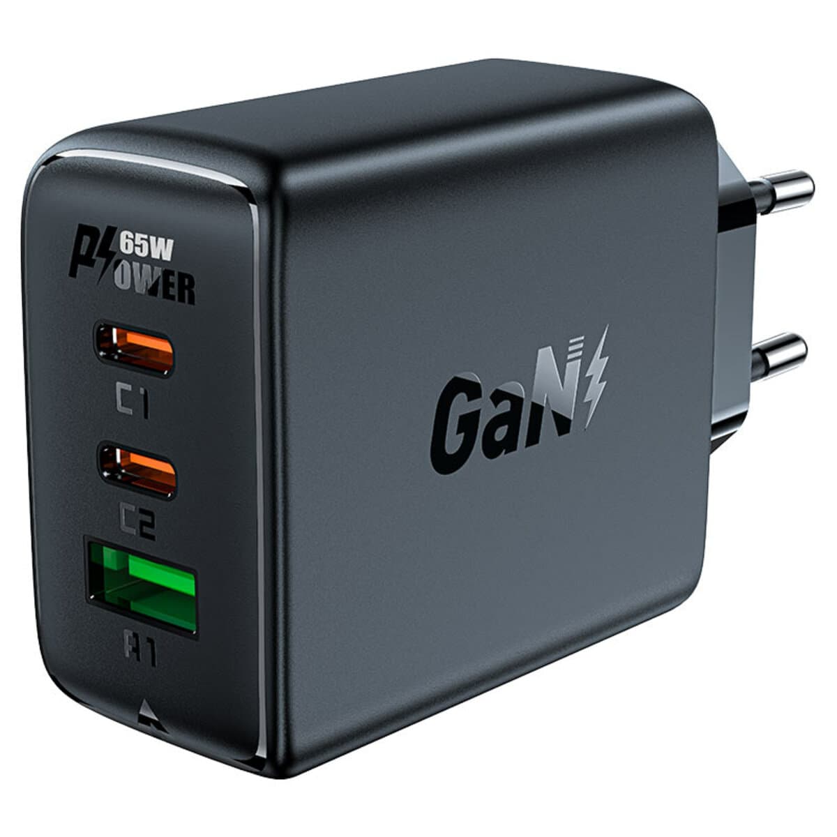 Зарядний пристрій ACEFAST A41 PD65W GaN 2xType-C 1xUSB charger Black (AFA41B)