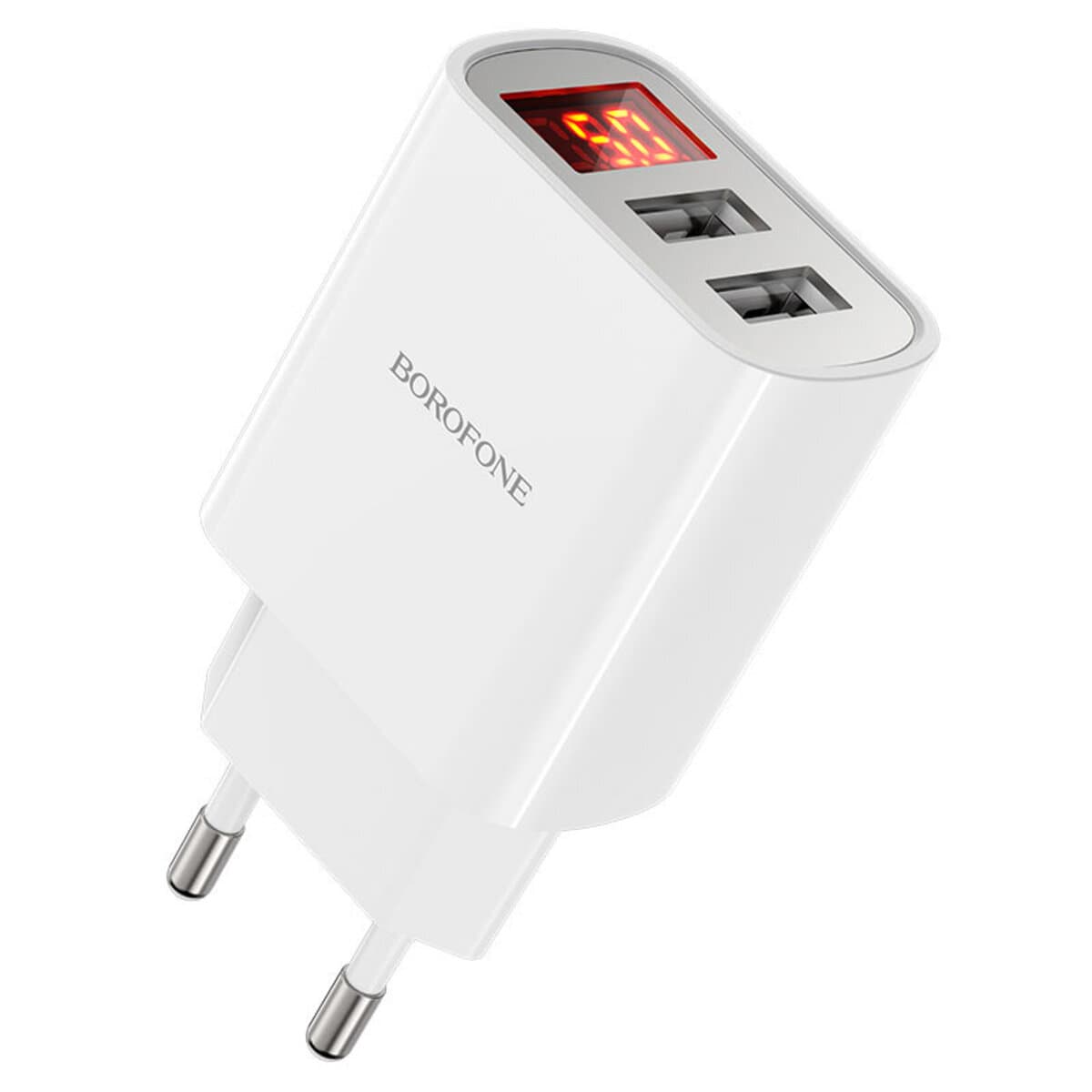 Зарядное устройство BOROFONE BA58A Mighty dual port digital display charger 12W 2.4A White (BA58AW)