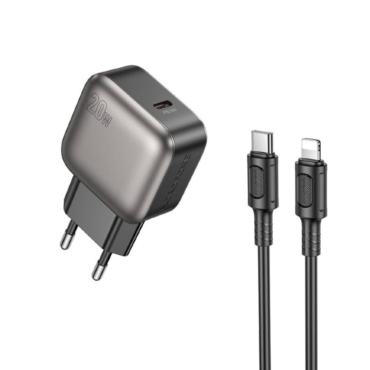 Зарядное устройство BOROFONE BAS53A Absolute single-port PD20W charger set Type-C to Lightning cable EU Black
