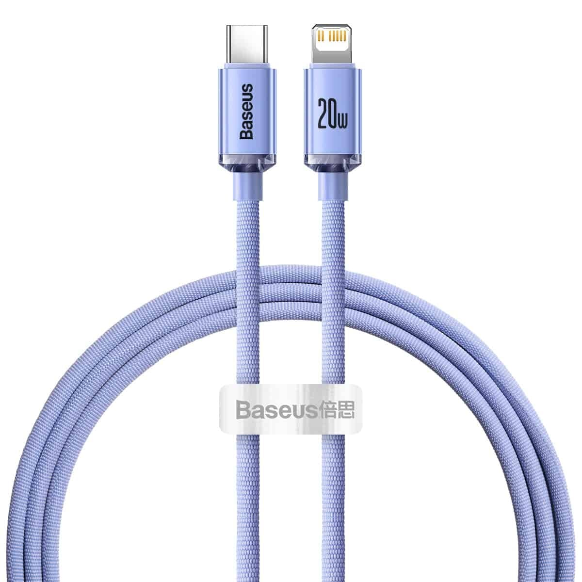 Кабель Baseus Crystal Shine Series Fast Charging Data Cable Type-C to Lightning 20W 1.2m Purple (CAJY000205)