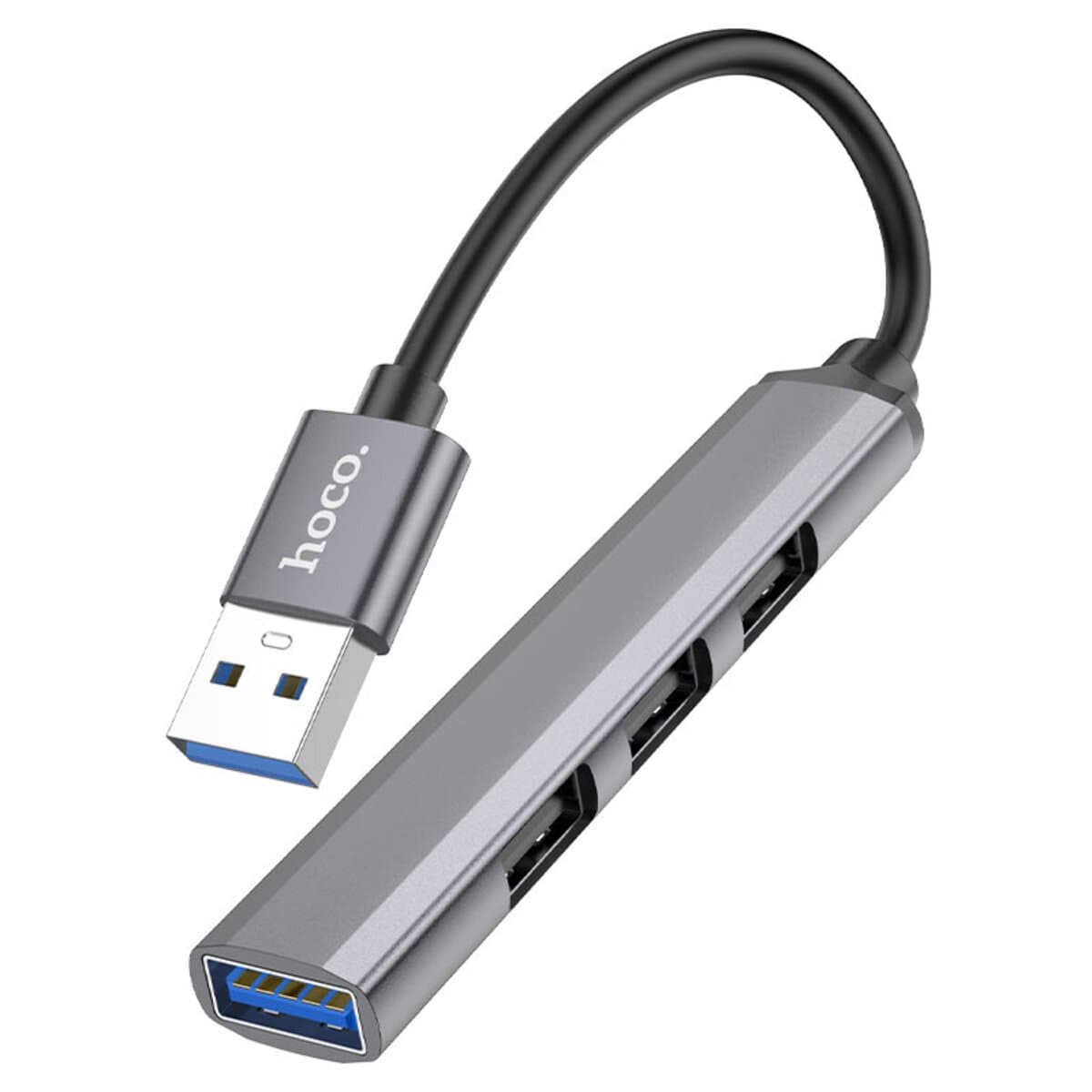USB-хаб HOCO HB26 4 in 1 adapter USB to USB3.0+USB2.0x3 Metal Gray