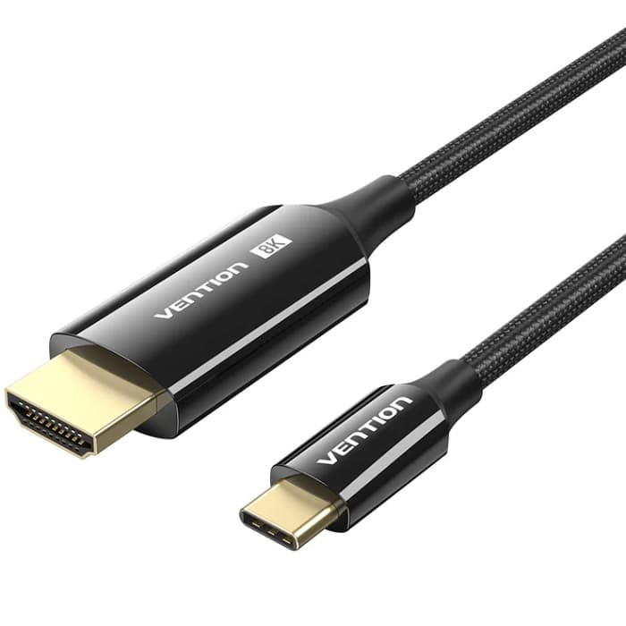 Кабель Vention USB 3.1 Type-C M - HDMI M 1.8м 8K 60 Гц Zinc Alloy TPE Black (CRCBAC)