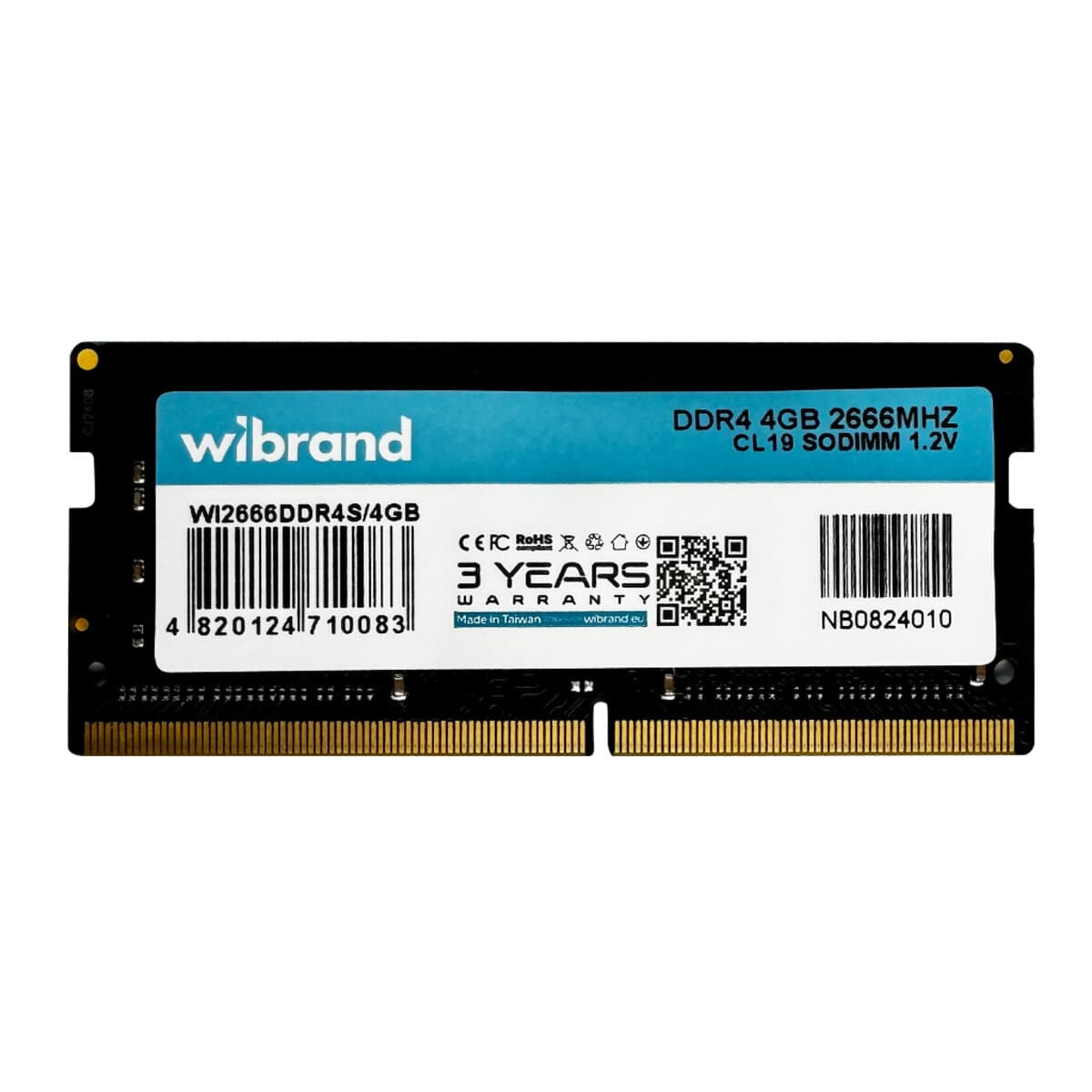 Оперативна пам'ять Wibrand 4GB DDR4 2666MHz CL19 SODIMM (WI2666DDR4S/4GB)