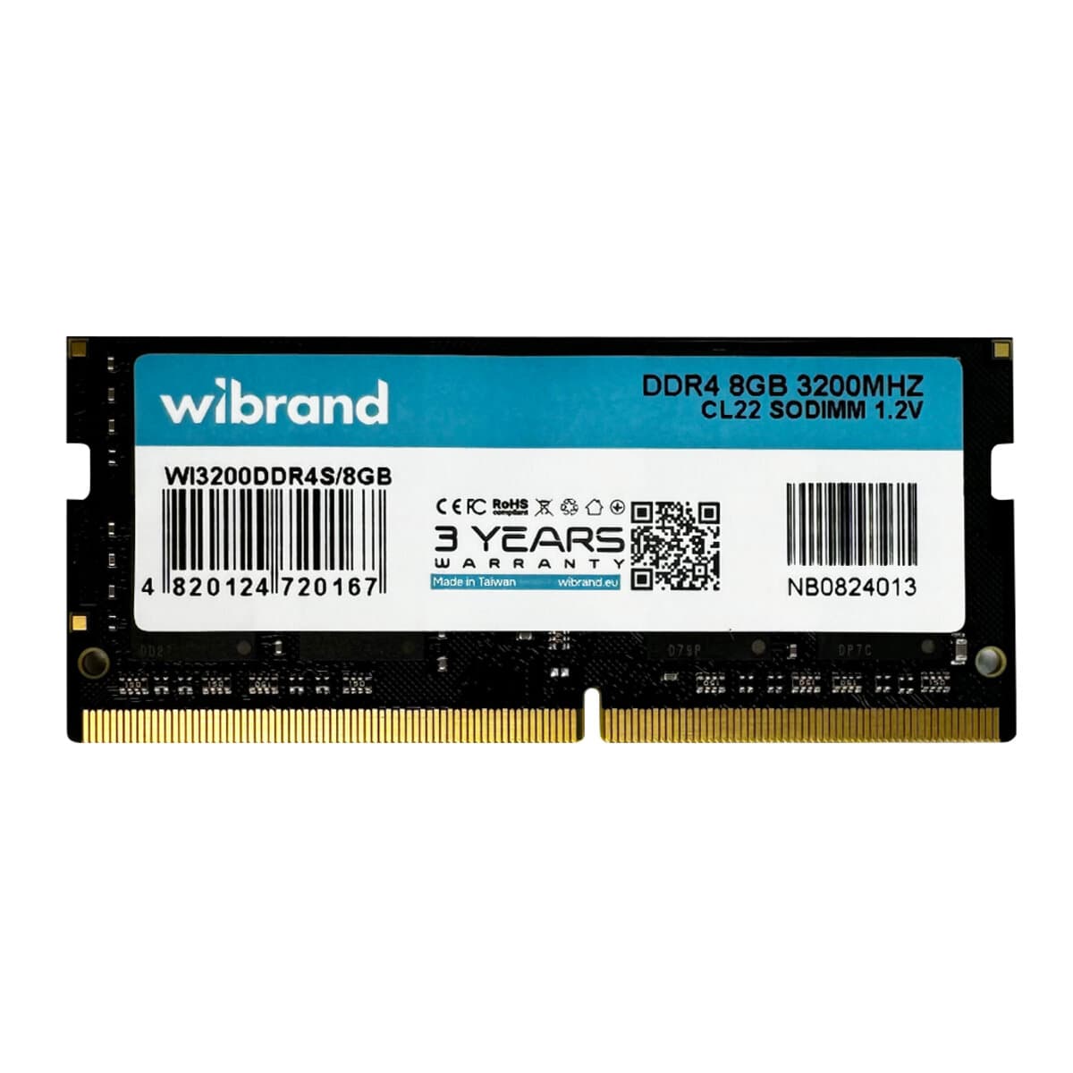Оперативная память Wibrand 8GB DDR4 3200MHz CL22 SODIMM (WI3200DDR4S/8GB)