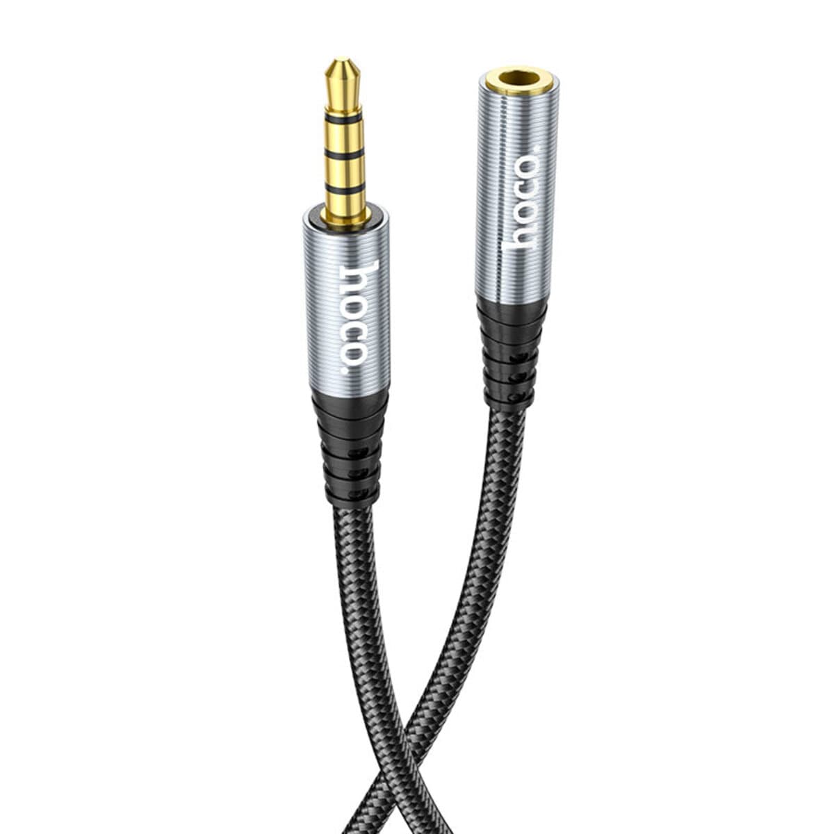 Аудіокабель подовжувач HOCO UPA20 3.5 audio extension cable male to female 1м Grey
